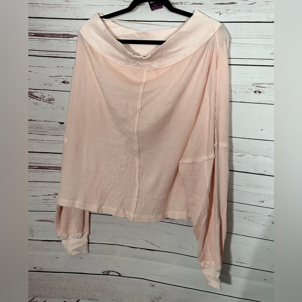 205 - Free People Pink Close To You Off Shoulder Pullover Sweater Size S NWT